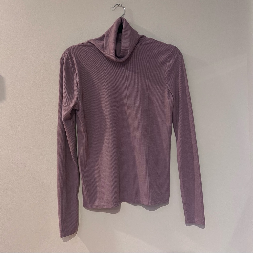 SO Purple Gray Ribbed Long Sleeve Turtleneck